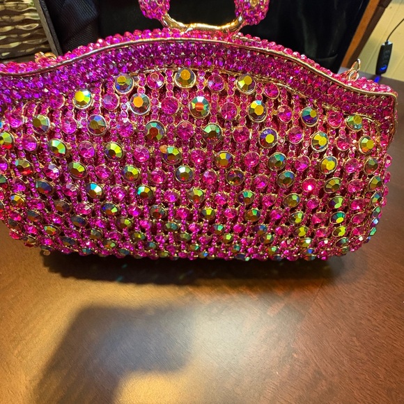 Natasha Couture Pink Rhinestone Evening Clutch